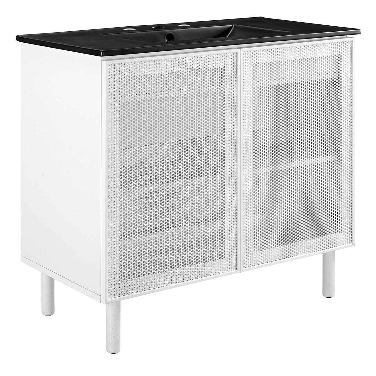 Calla 36" Perforated Metal Bathroom Vanity - Black White