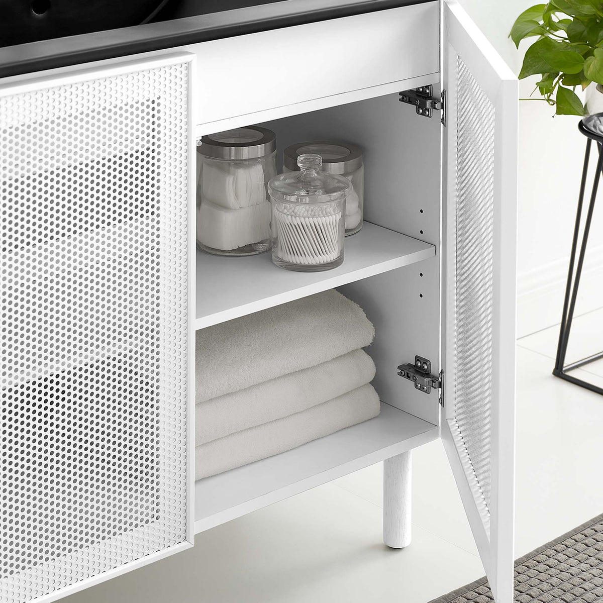 Calla 36" Perforated Metal Bathroom Vanity - Black White
