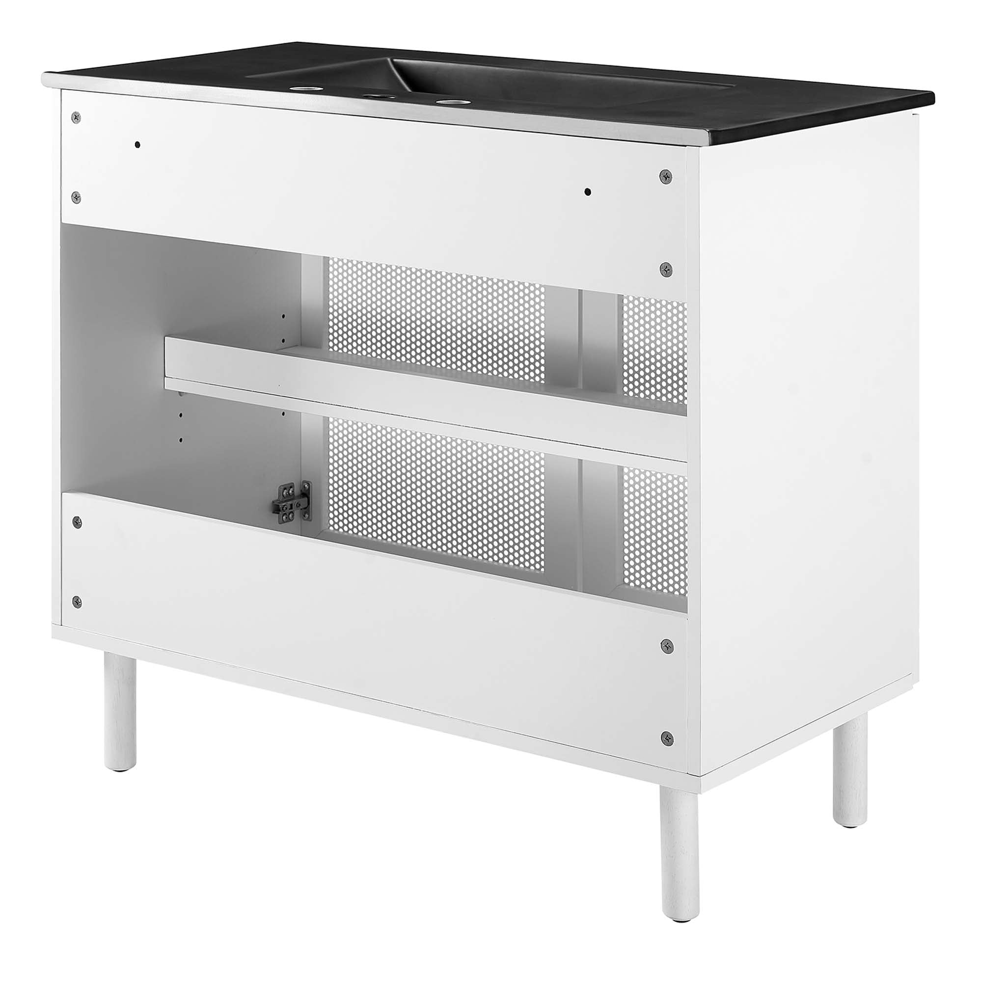 Calla 36" Perforated Metal Bathroom Vanity - Black White