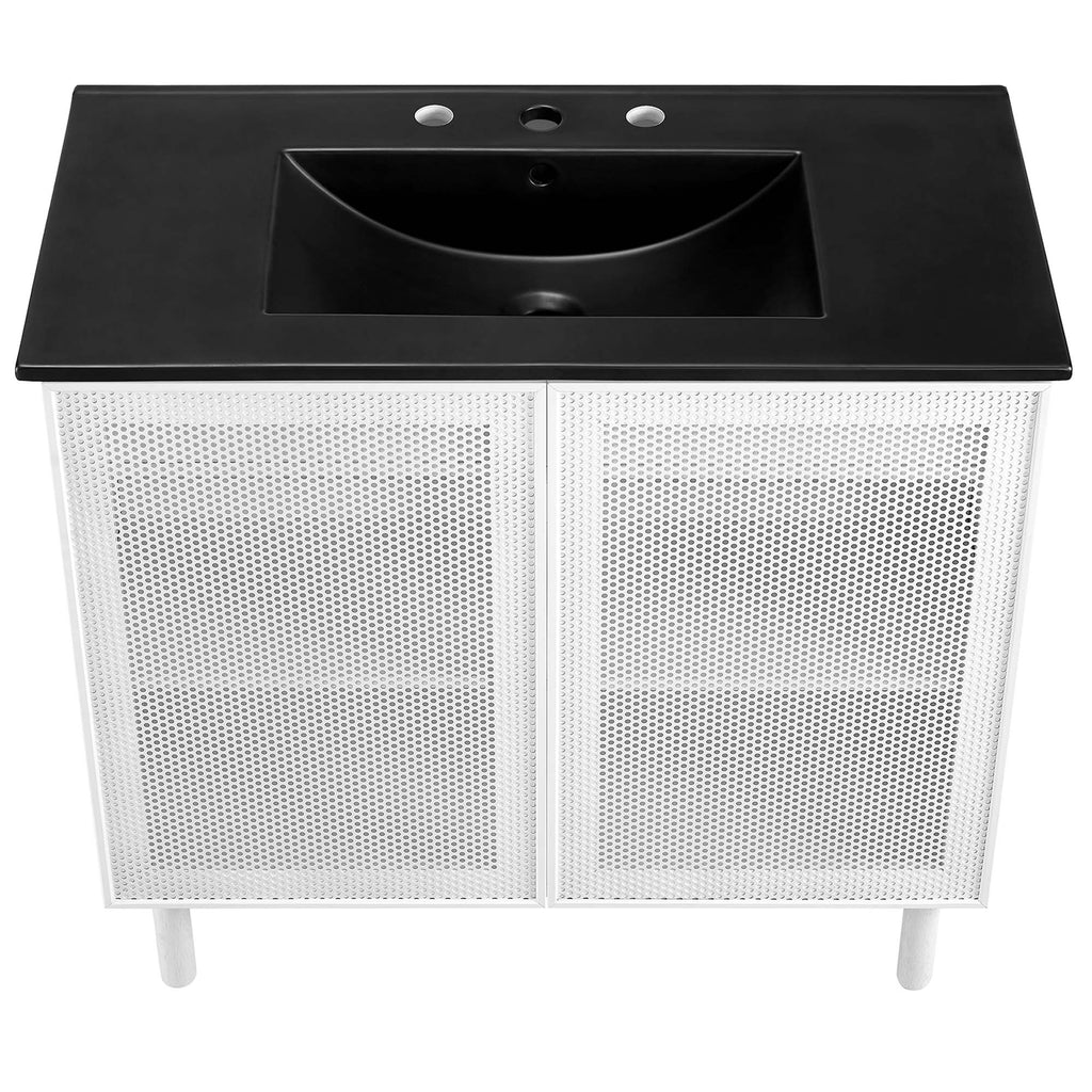 Calla 36" Perforated Metal Bathroom Vanity - Black White