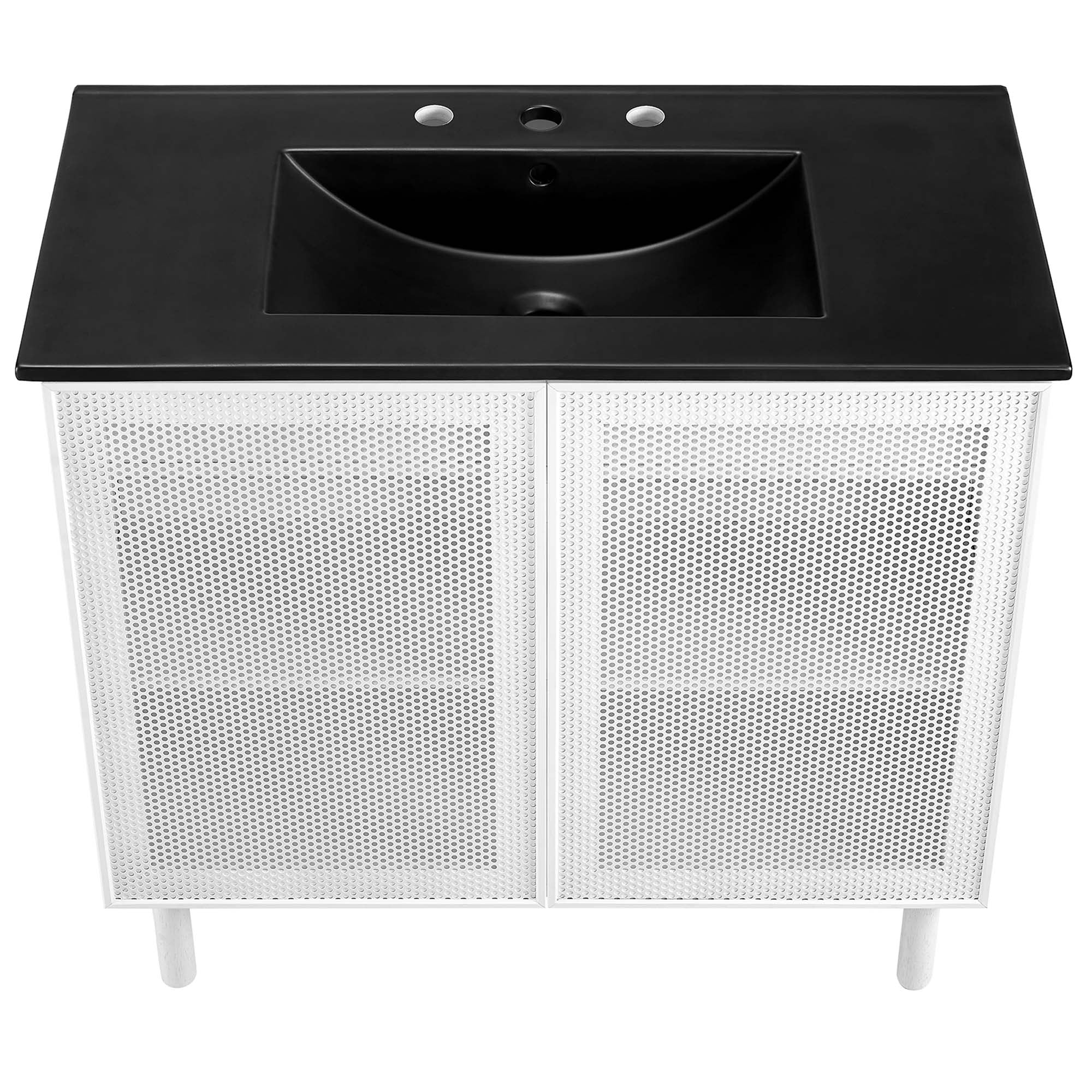 Calla 36" Perforated Metal Bathroom Vanity - Black White