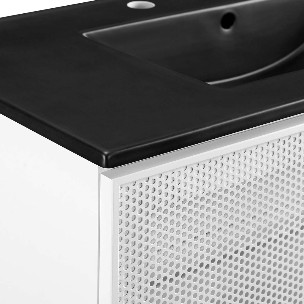 Calla 36" Perforated Metal Bathroom Vanity - Black White