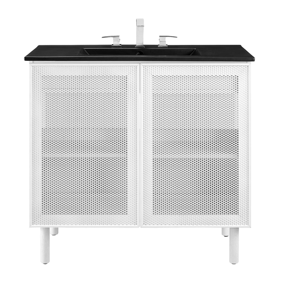 Calla 36" Perforated Metal Bathroom Vanity - Black White