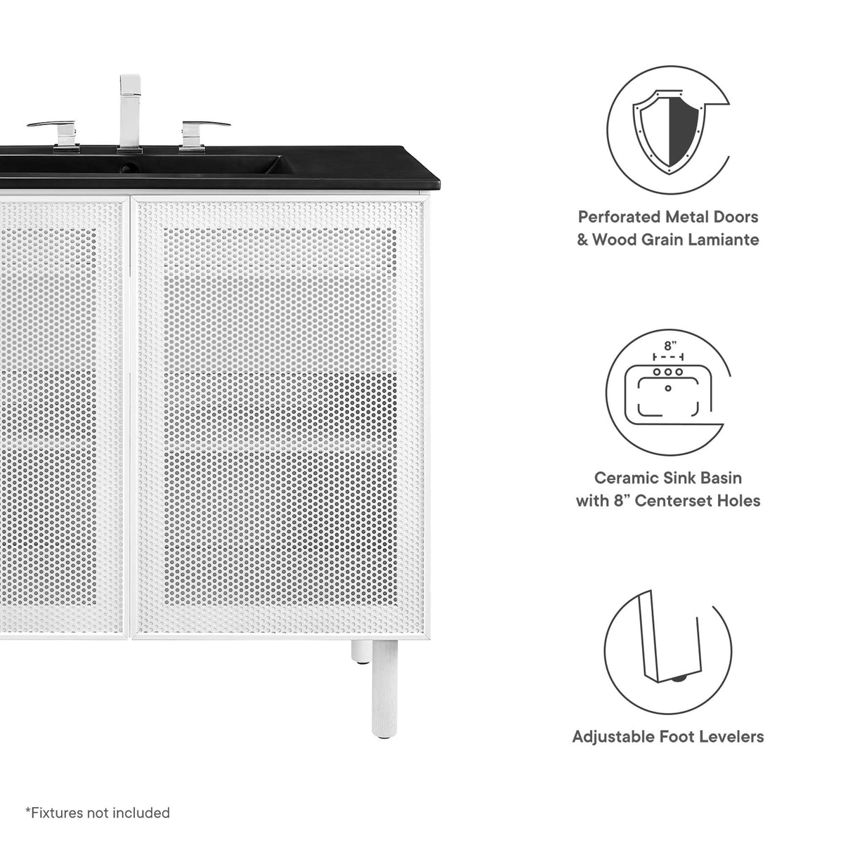 Calla 36" Perforated Metal Bathroom Vanity - Black White