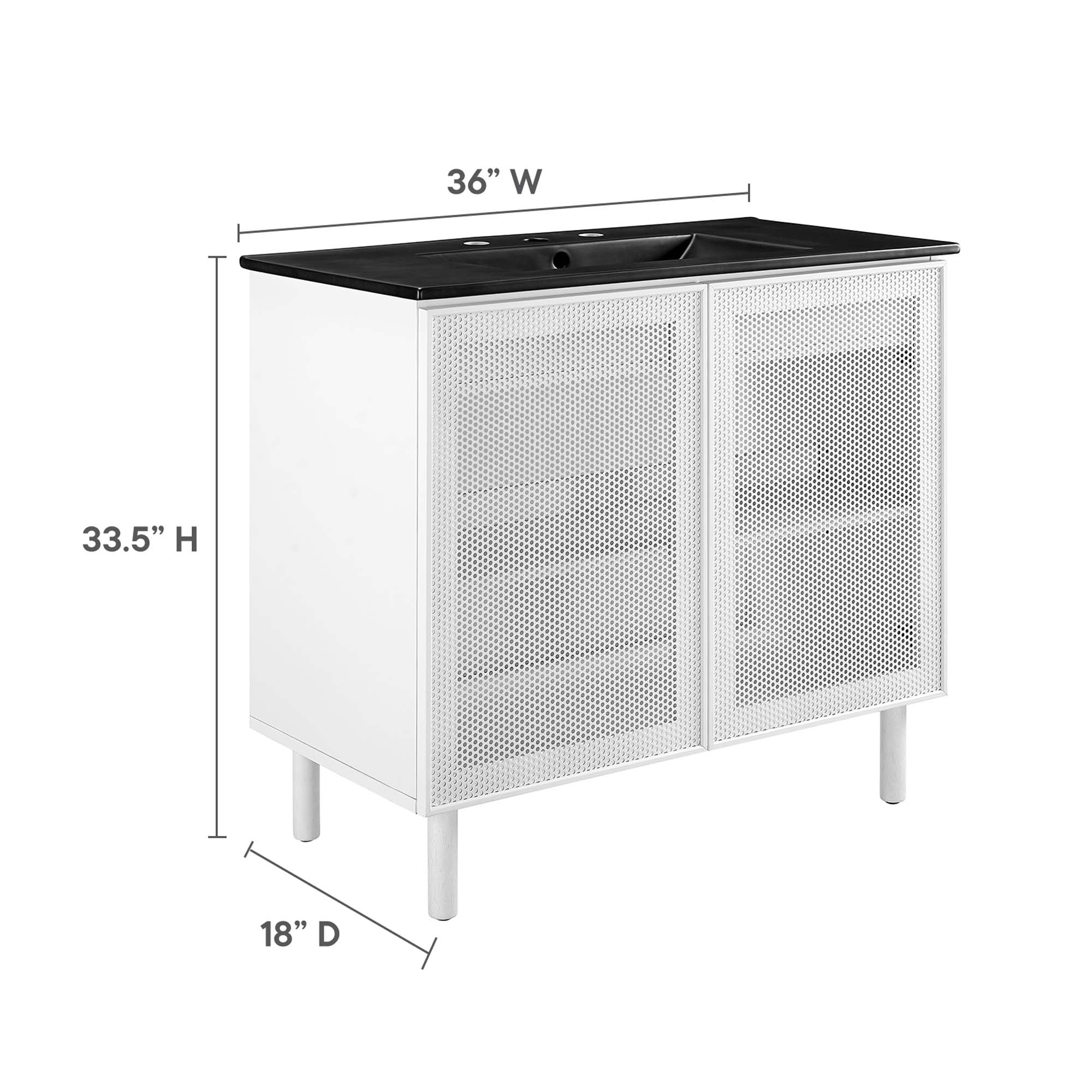 Calla 36" Perforated Metal Bathroom Vanity - Black White