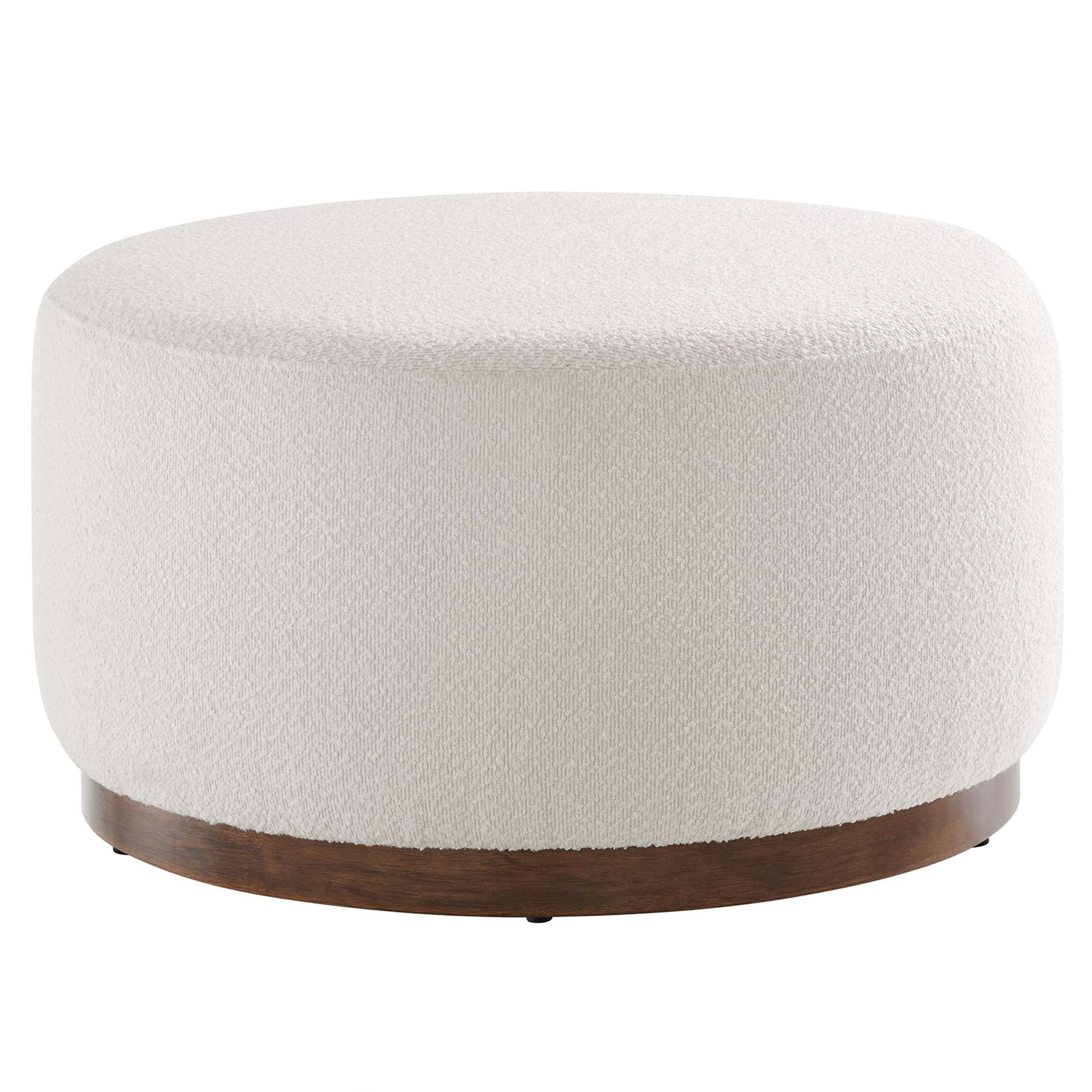 Tilden Large 29" Round Boucle Upholstered Ottoman - Cloud Walnut