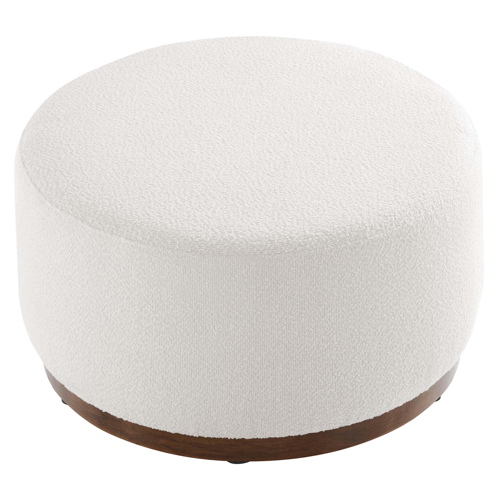 Tilden Large 29" Round Boucle Upholstered Ottoman - Cloud Walnut