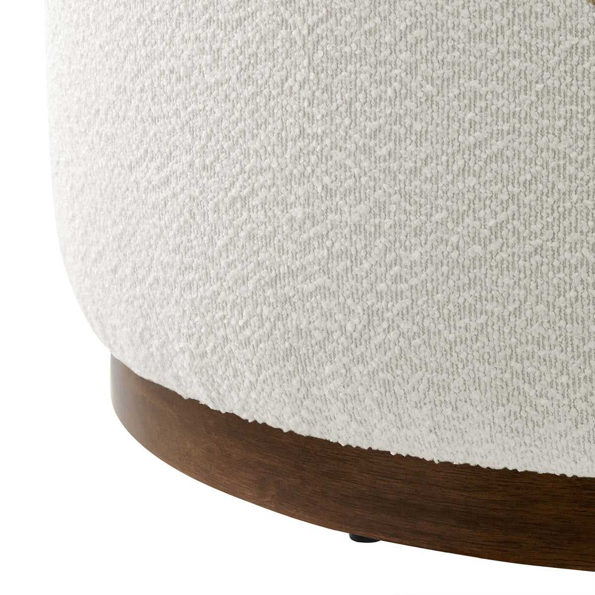 Tilden Large 29" Round Boucle Upholstered Ottoman - Cloud Walnut