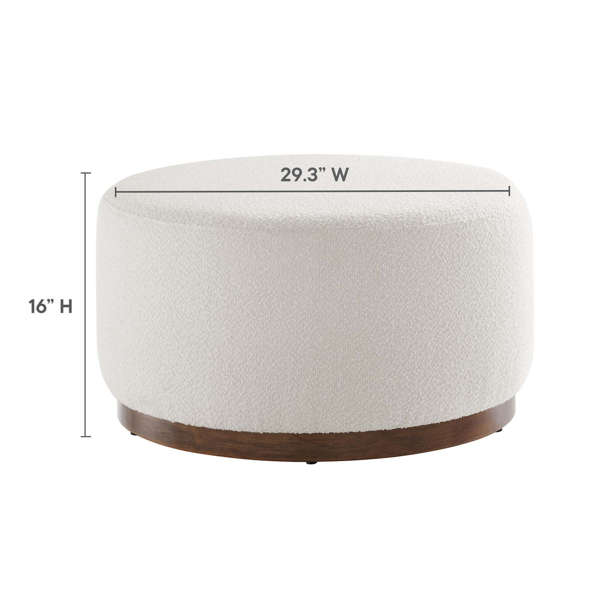 Tilden Large 29" Round Boucle Upholstered Ottoman - Cloud Walnut