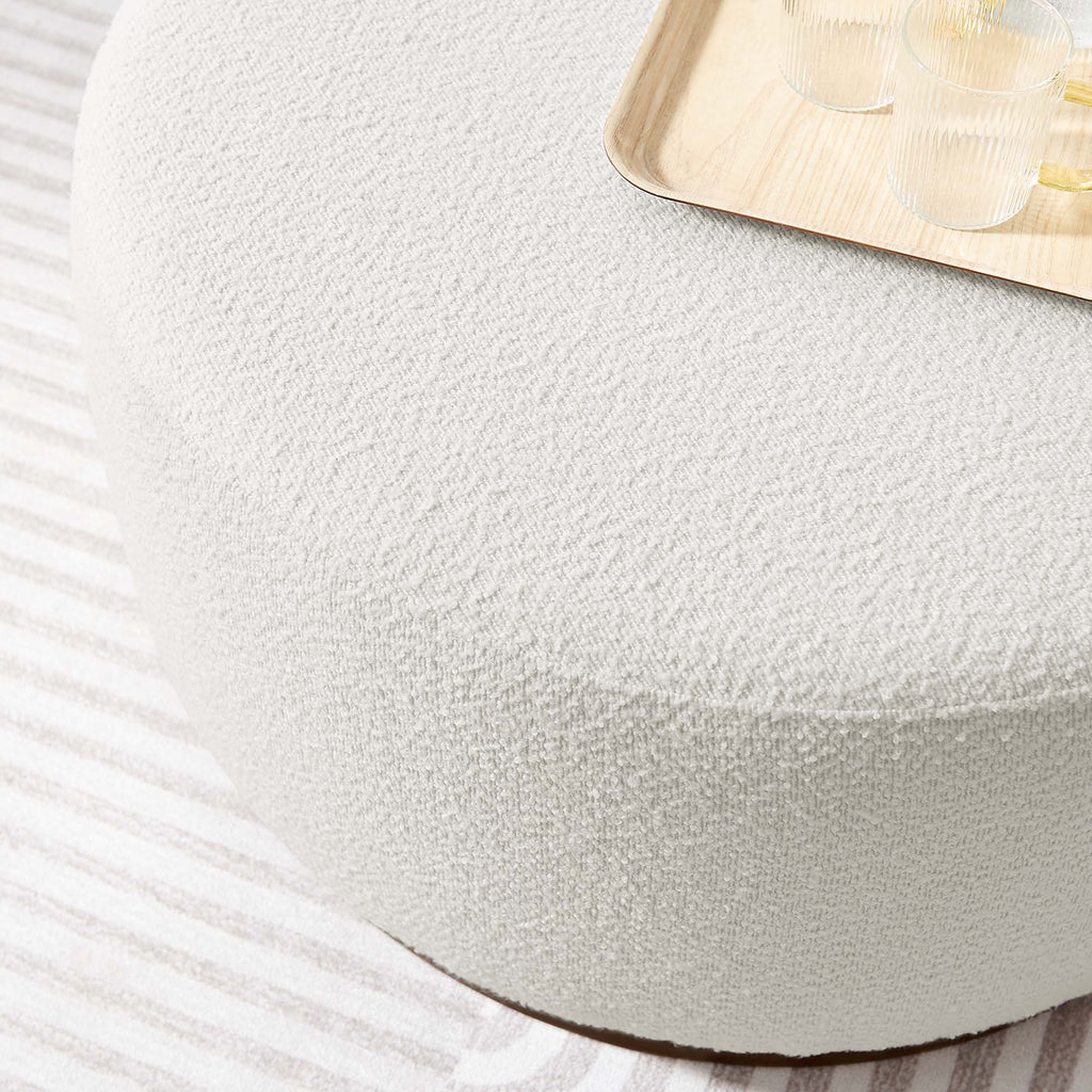 Tilden Large 29" Round Boucle Upholstered Ottoman - Cloud Walnut