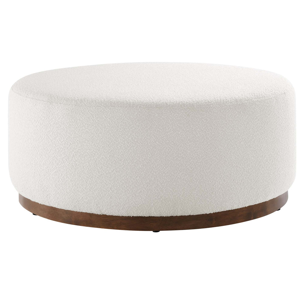 Tilden Large 38" Round Boucle Upholstered Upholstered Ottoman - Cloud Walnut