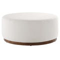 Tilden Large 38" Round Boucle Upholstered Upholstered Ottoman - Cloud Walnut