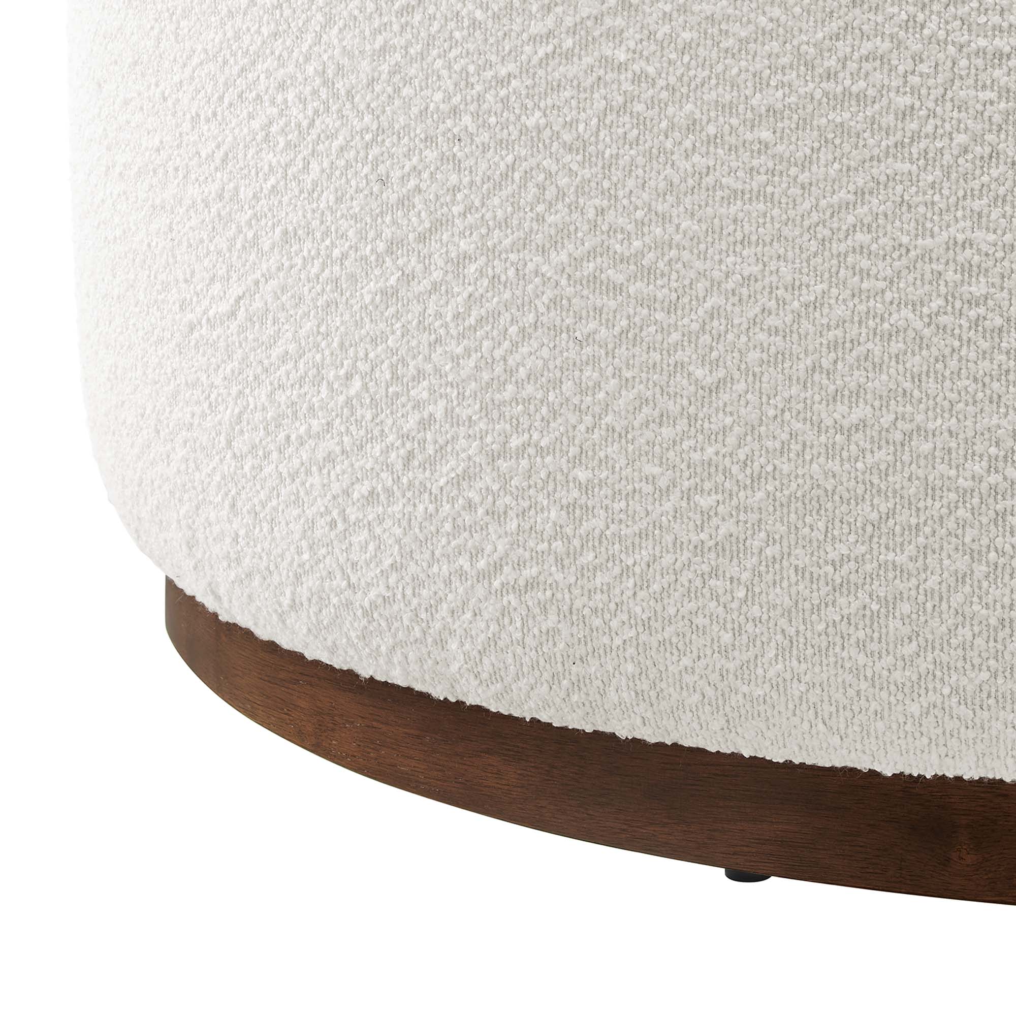 Tilden Large 38" Round Boucle Upholstered Upholstered Ottoman - Cloud Walnut