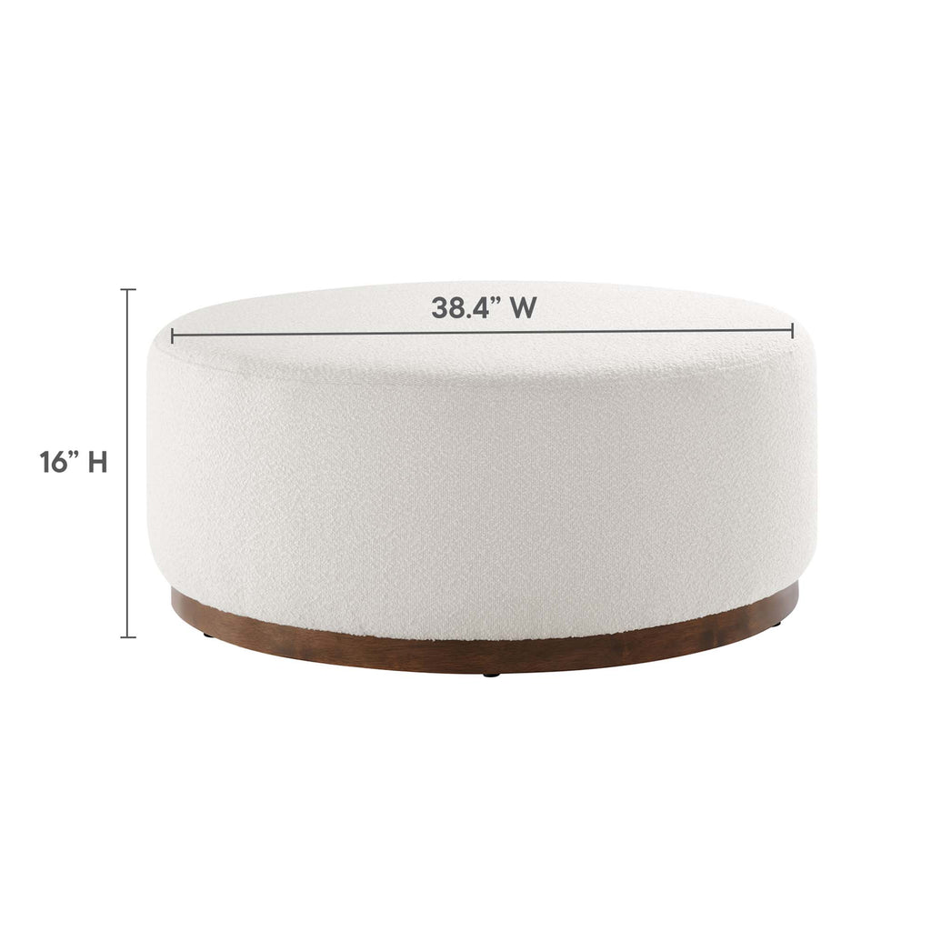 Tilden Large 38" Round Boucle Upholstered Upholstered Ottoman - Cloud Walnut