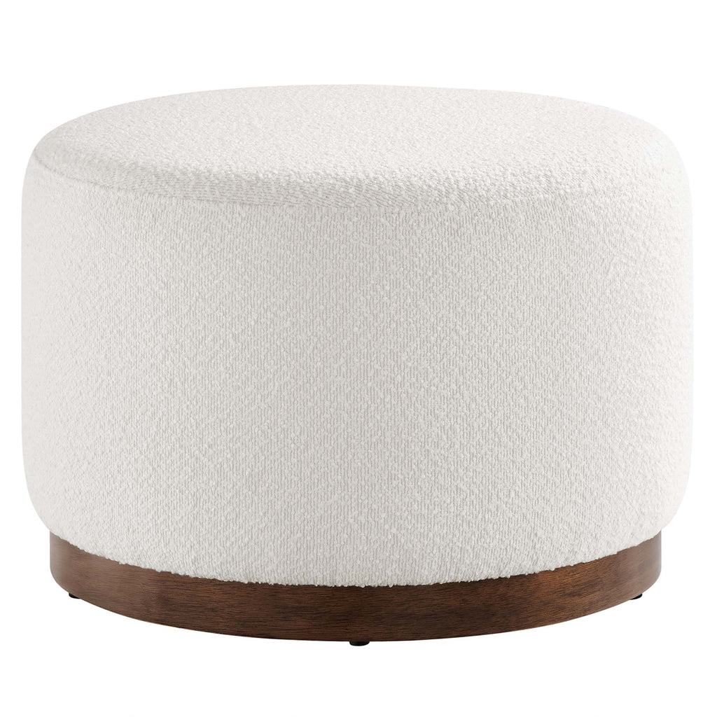 Tilden Large 23" Round Boucle Upholstered Upholstered Ottoman - Cloud Walnut