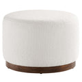 Tilden Large 23" Round Boucle Upholstered Upholstered Ottoman - Cloud Walnut