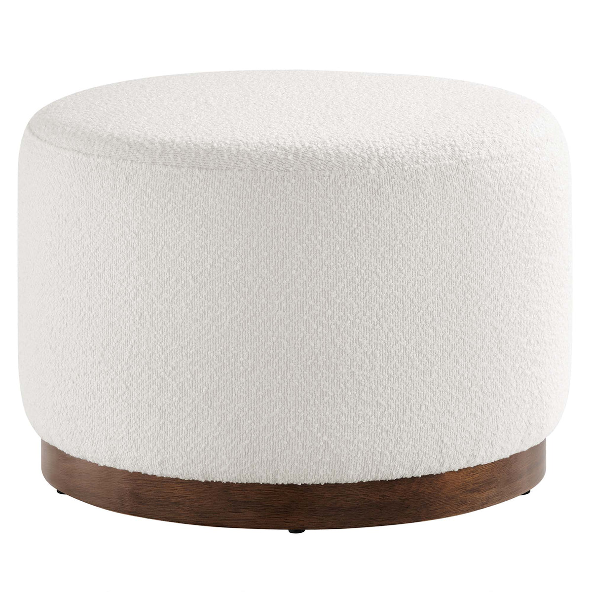 Tilden Large 23" Round Boucle Upholstered Upholstered Ottoman - Cloud Walnut