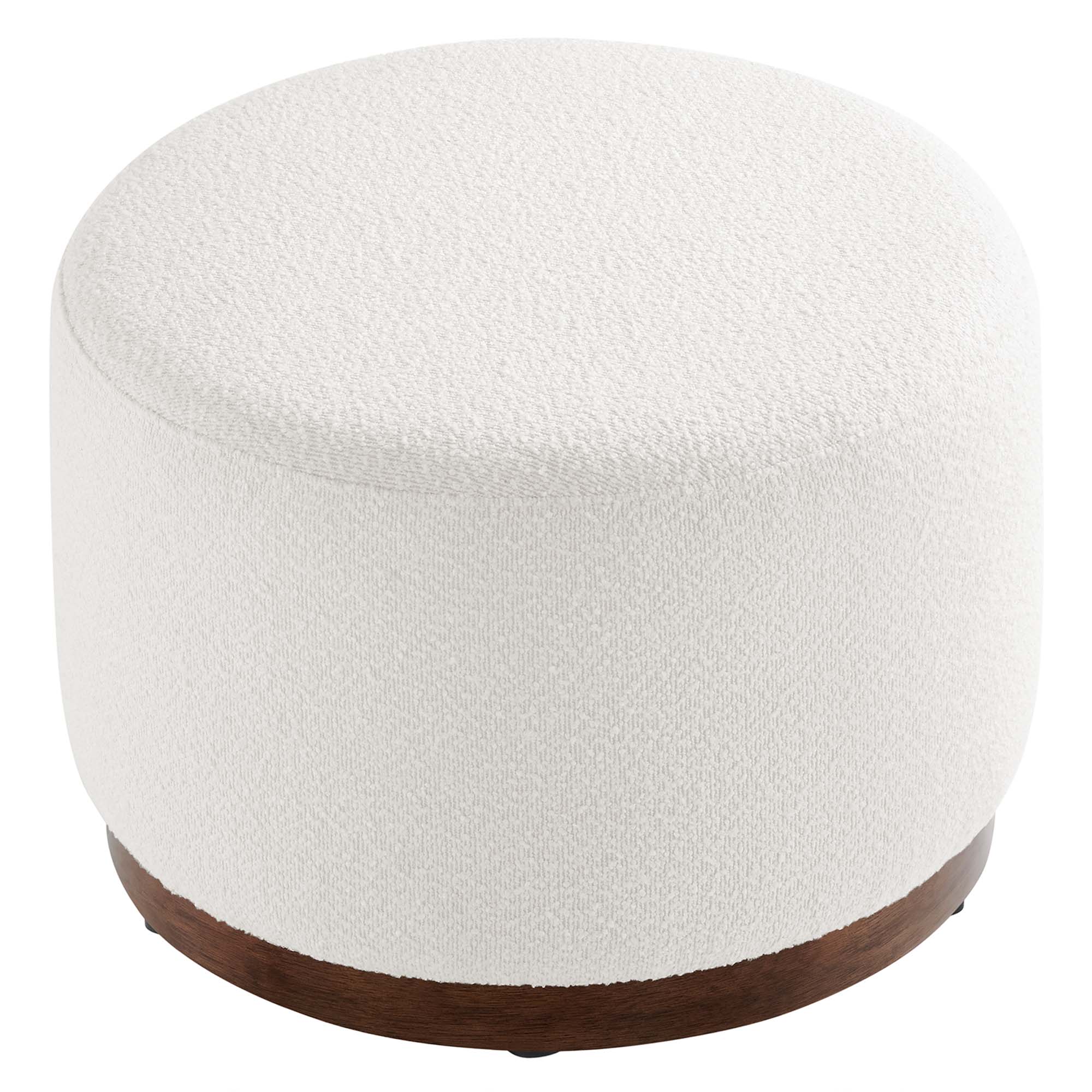 Tilden Large 23" Round Boucle Upholstered Upholstered Ottoman - Cloud Walnut