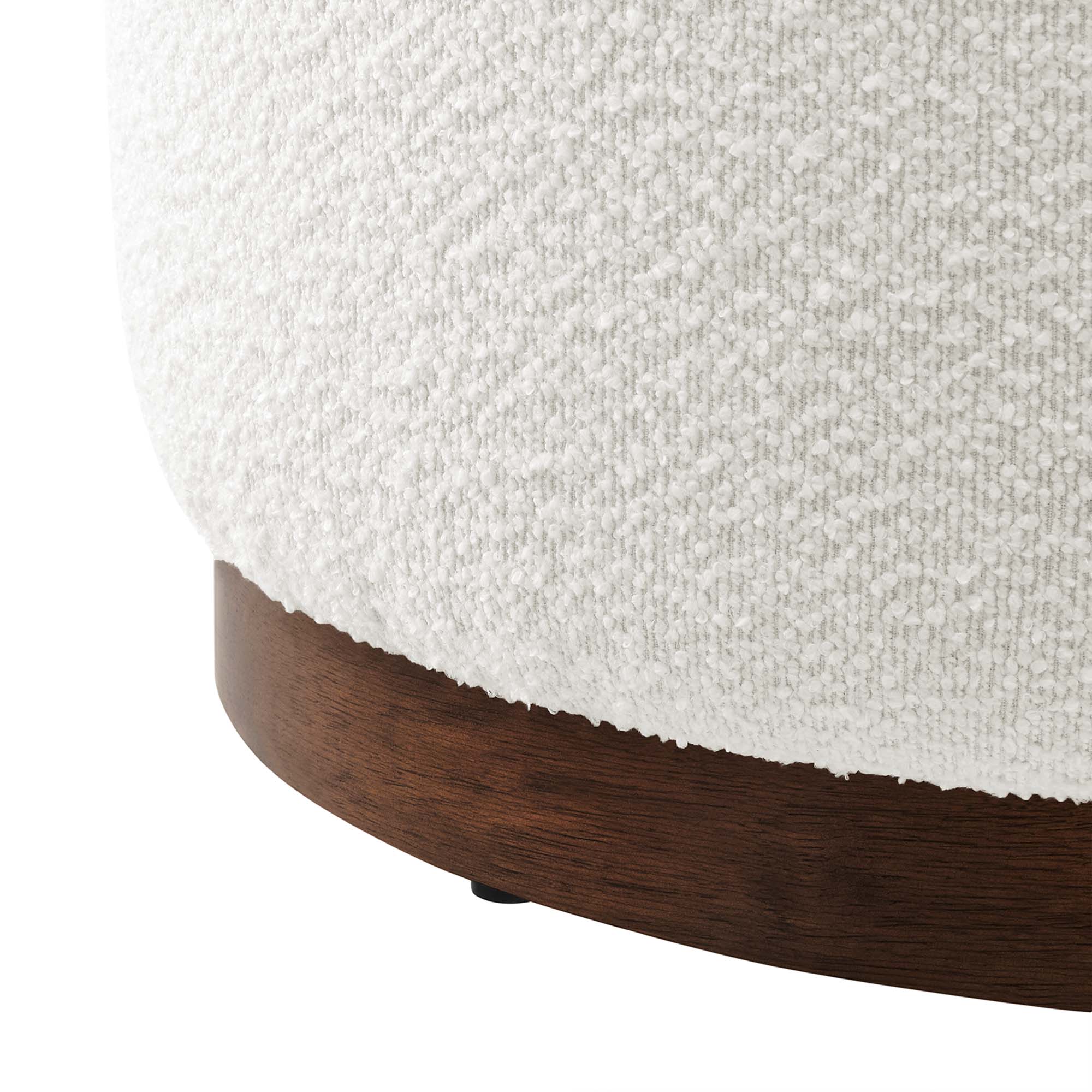 Tilden Large 23" Round Boucle Upholstered Upholstered Ottoman - Cloud Walnut