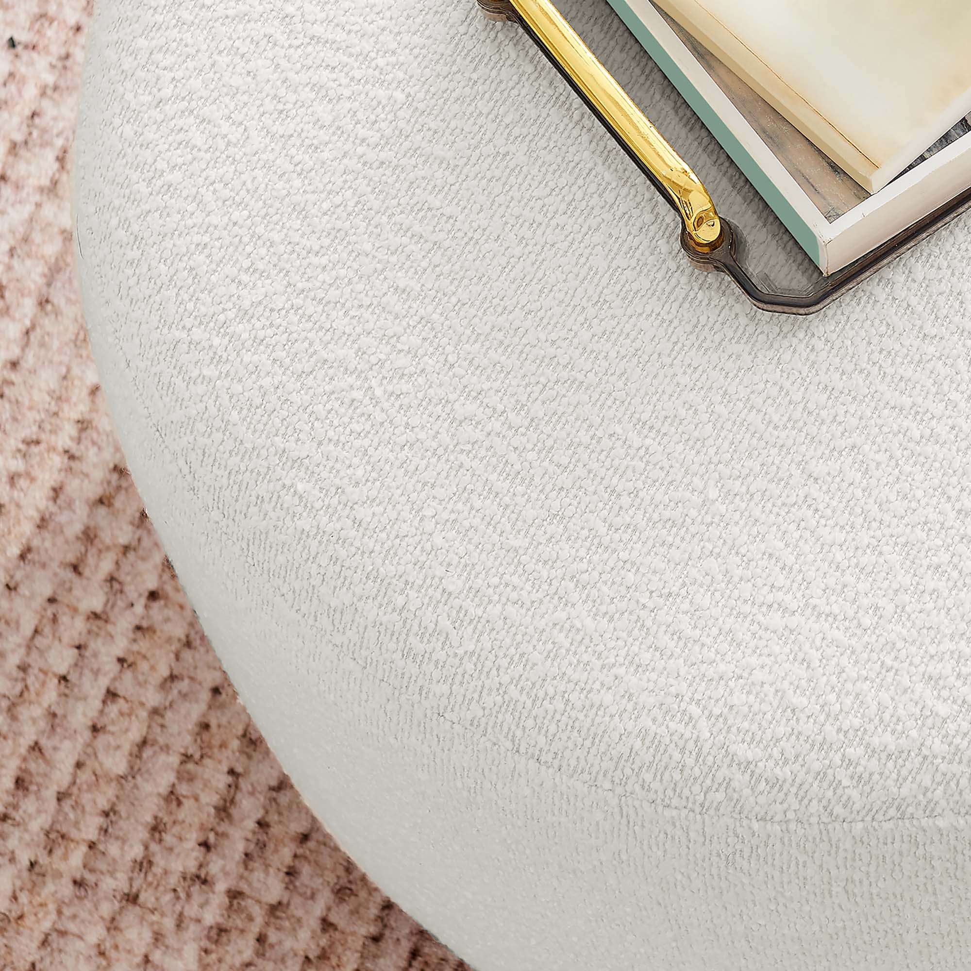 Tilden Large 23" Round Boucle Upholstered Upholstered Ottoman - Cloud Walnut