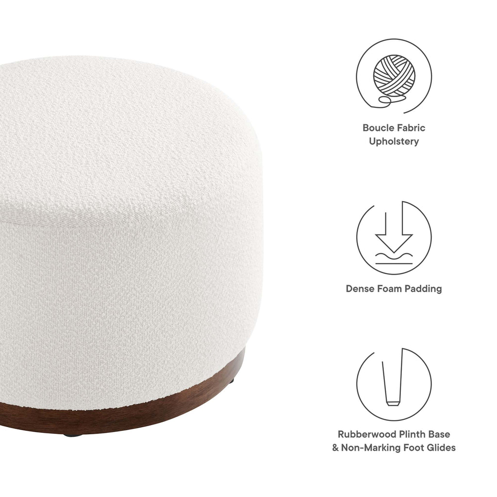 Tilden Large 23" Round Boucle Upholstered Upholstered Ottoman - Cloud Walnut