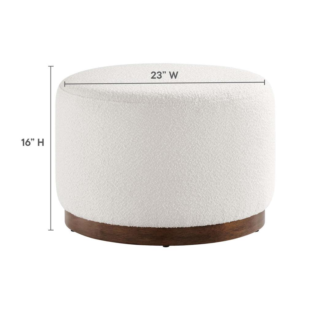 Tilden Large 23" Round Boucle Upholstered Upholstered Ottoman - Cloud Walnut