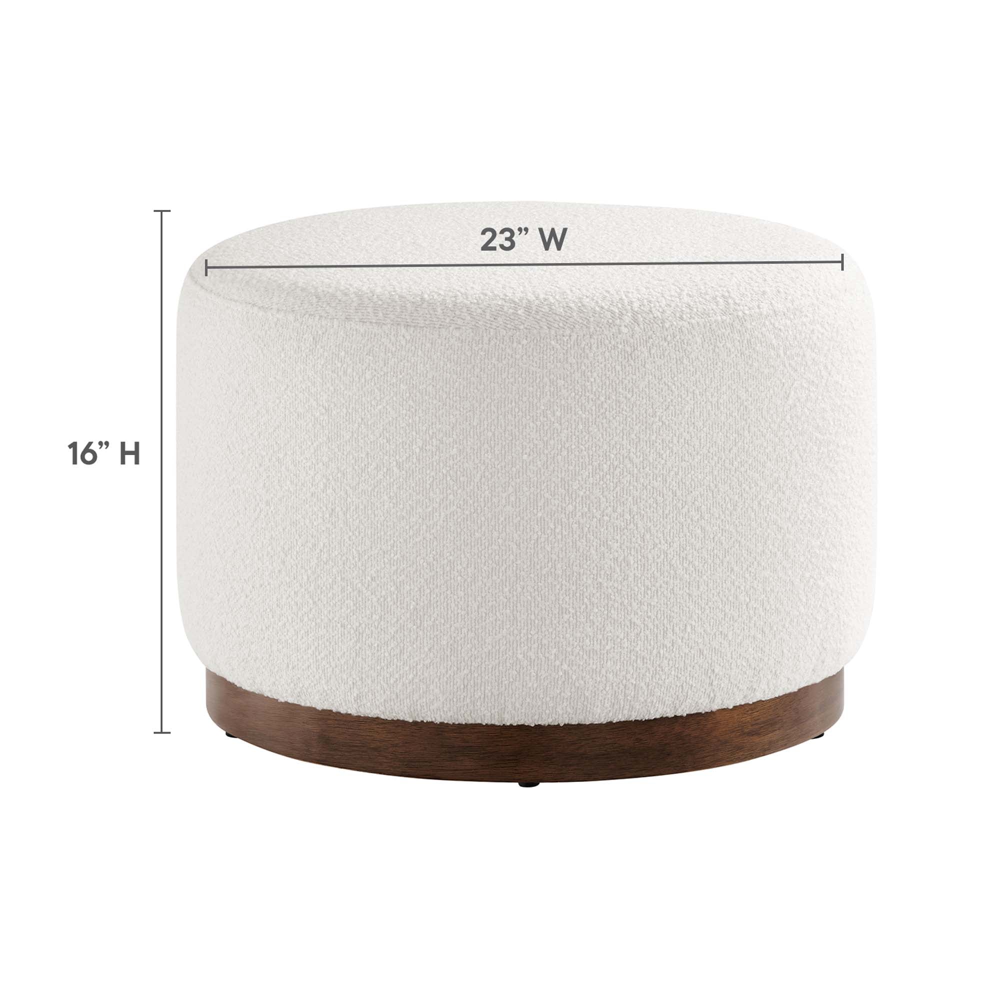 Tilden Large 23" Round Boucle Upholstered Upholstered Ottoman - Cloud Walnut