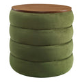 Mezzo Round Performance Velvet Storage Ottoman - Moss Green