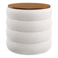 Mezzo Round Boucle Fabric Storage Ottoman - Cloud