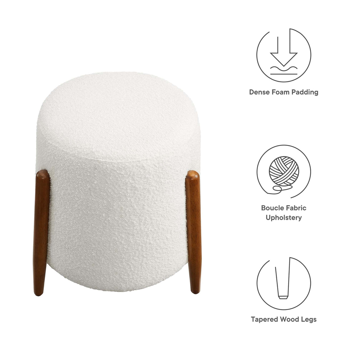 Riven Upholstered Boucle Fabric Ottoman - Cloud