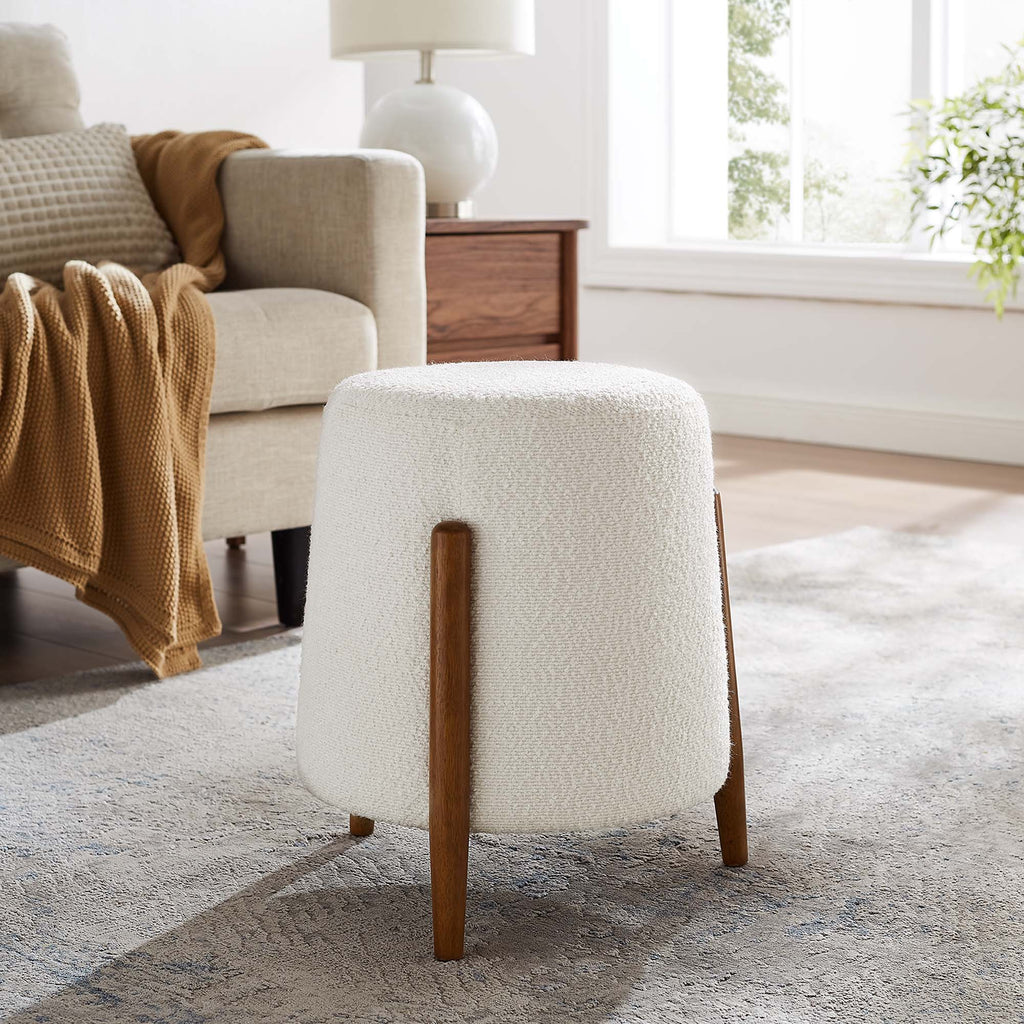 Riven Upholstered Boucle Fabric Ottoman - Cloud