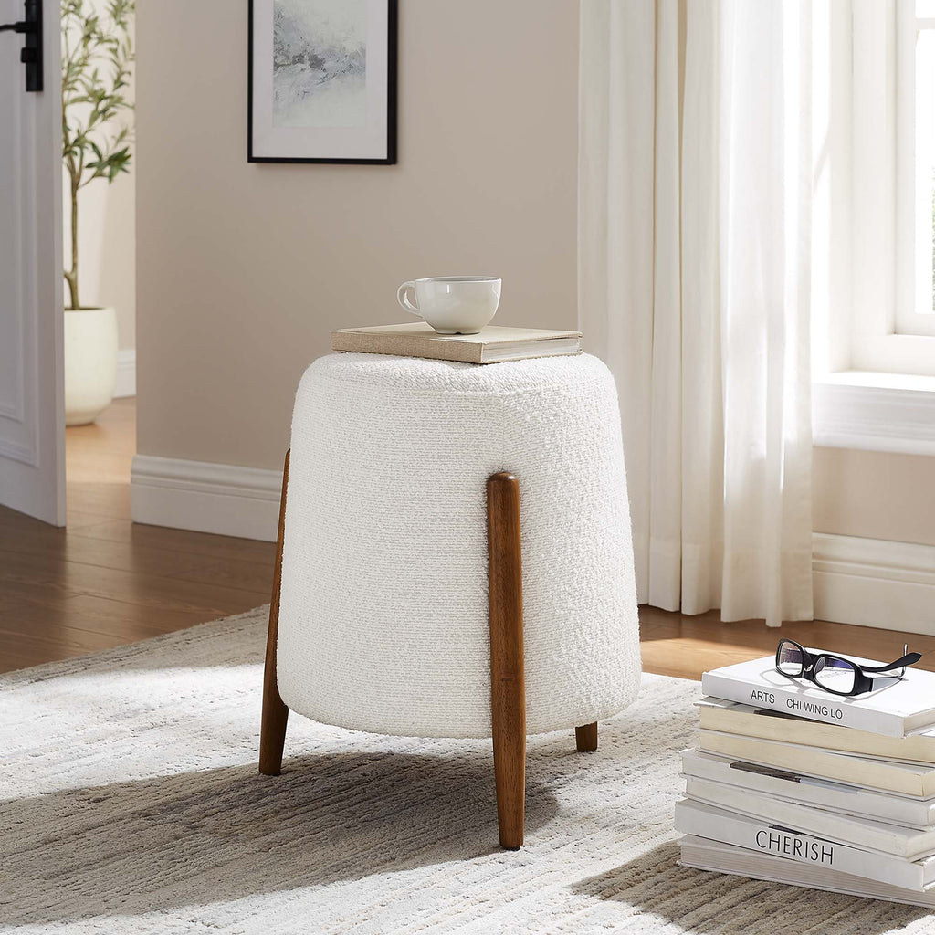 Riven Upholstered Boucle Fabric Ottoman - Cloud