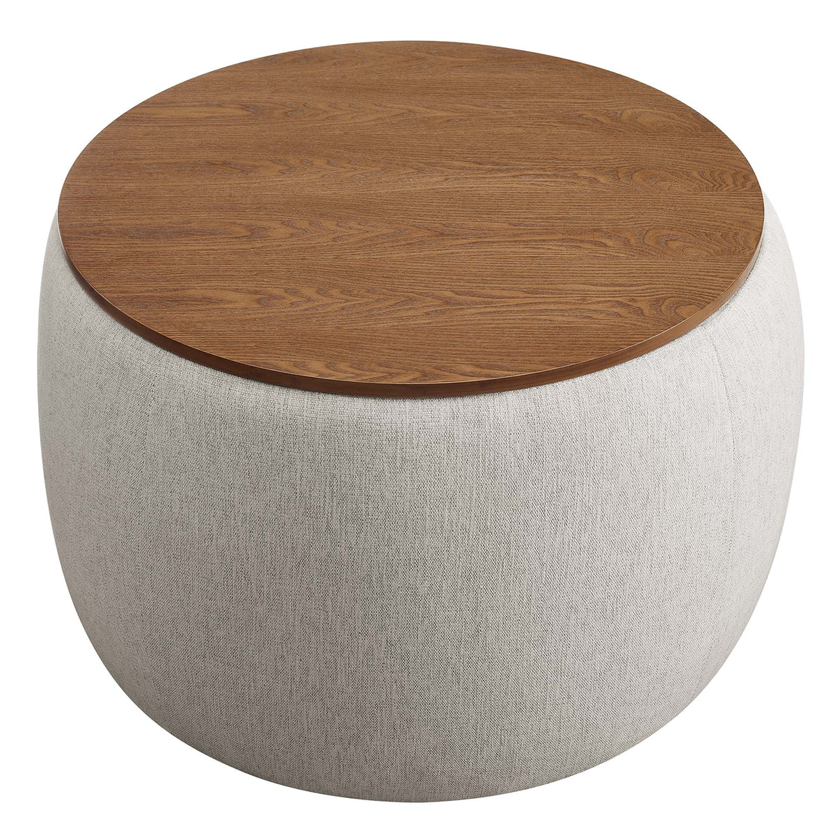Perla Woven Heathered Fabric Upholstered Storage Ottoman - Heathered Weave Ivory