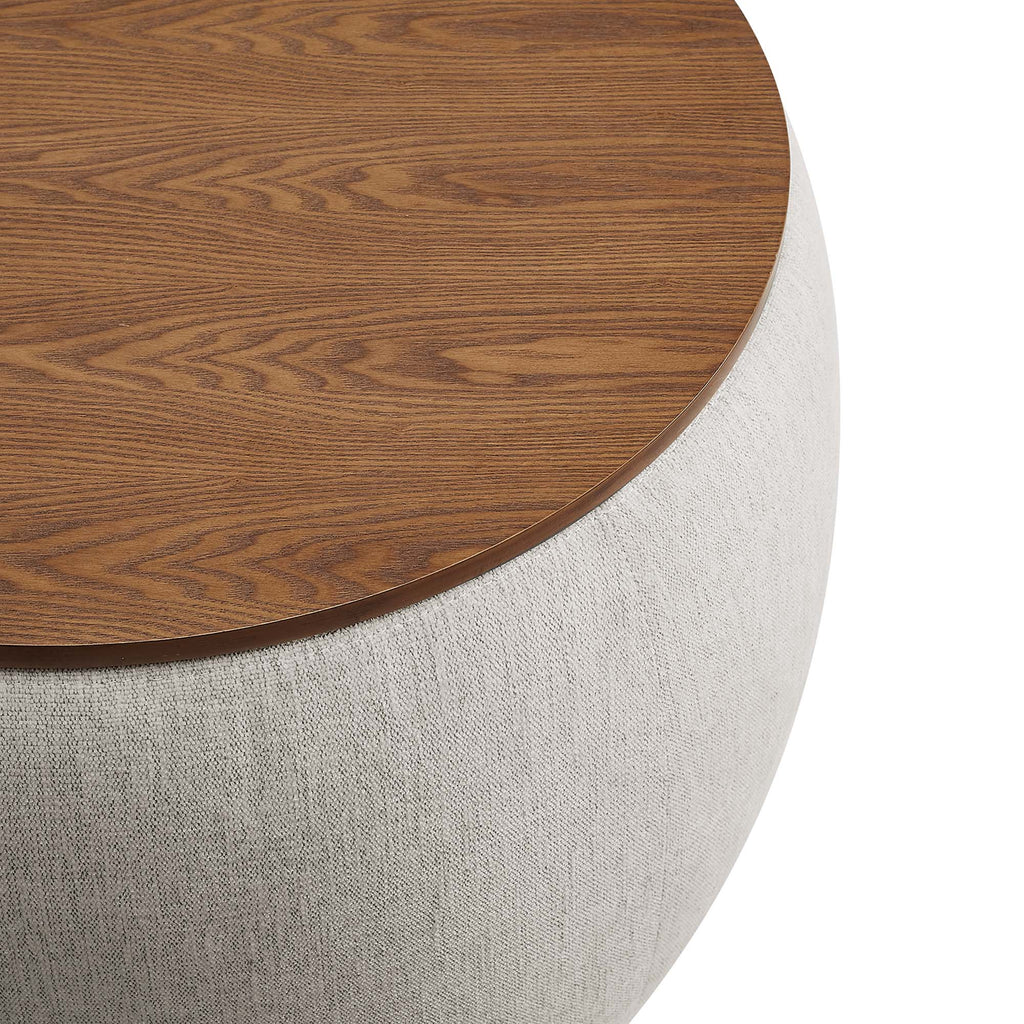 Perla Woven Heathered Fabric Upholstered Storage Ottoman - Heathered Weave Ivory