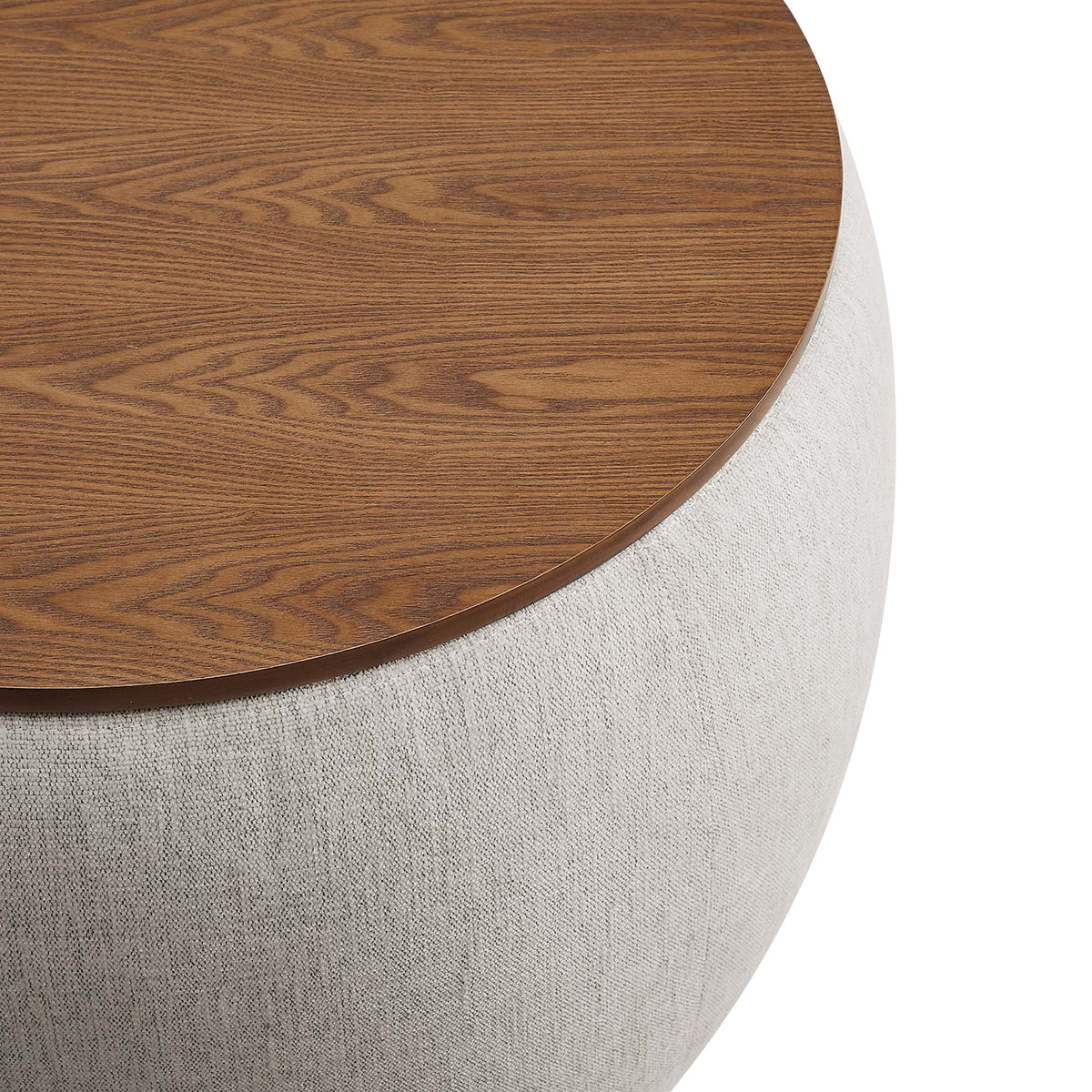 Perla Woven Heathered Fabric Upholstered Storage Ottoman - Heathered Weave Ivory