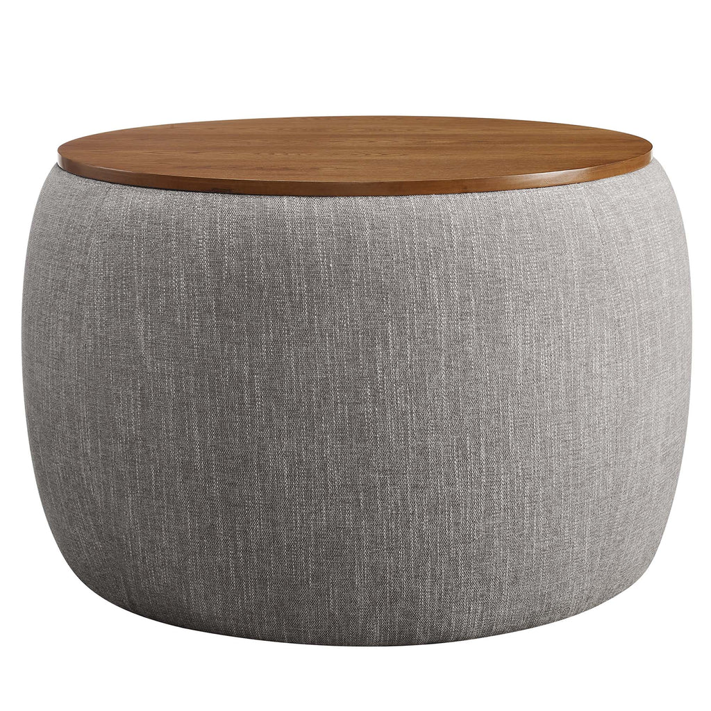 Perla Woven Heathered Fabric Upholstered Storage Ottoman - Heathered Weave Wheat