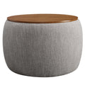 Perla Woven Heathered Fabric Upholstered Storage Ottoman - Heathered Weave Wheat