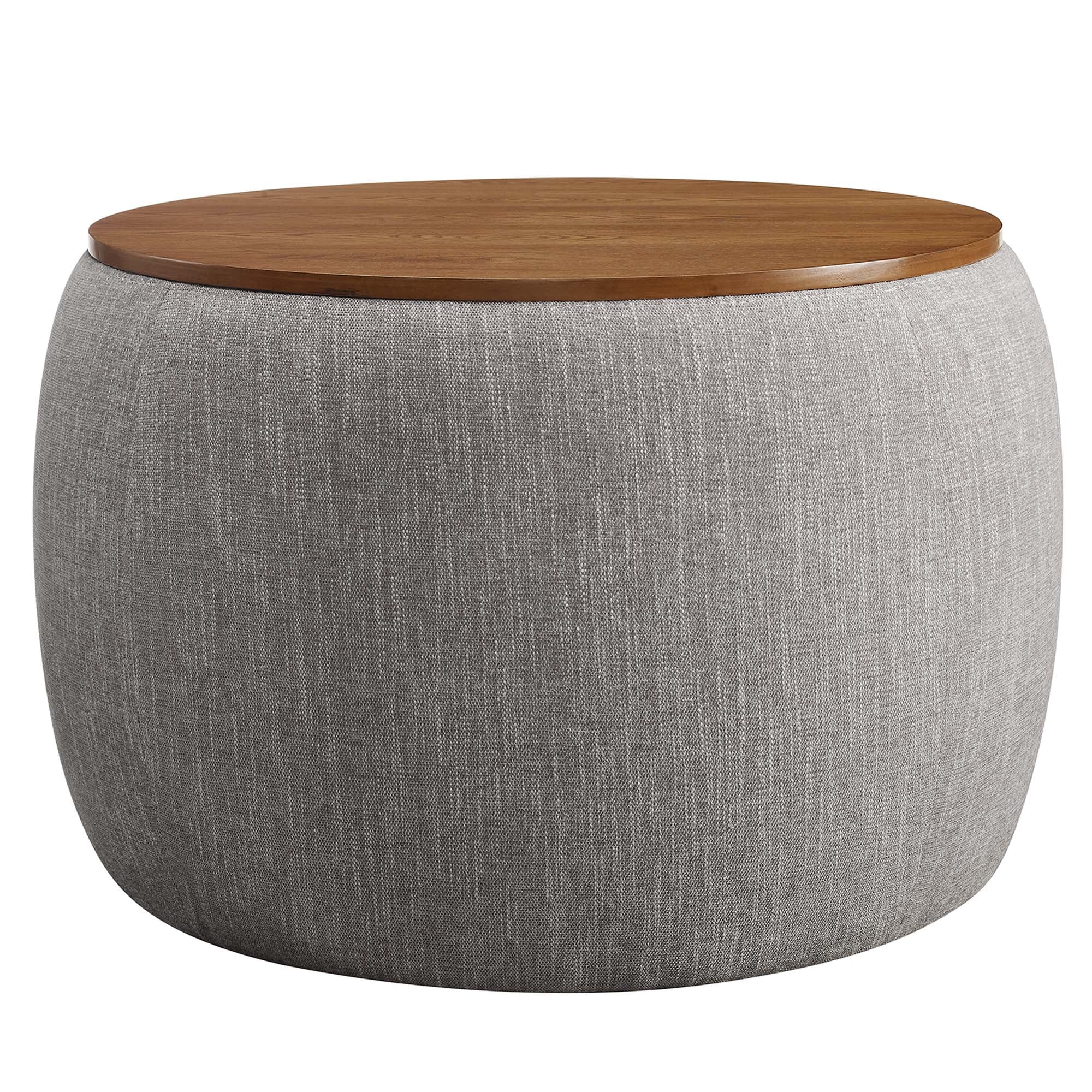 Perla Woven Heathered Fabric Upholstered Storage Ottoman - Heathered Weave Wheat