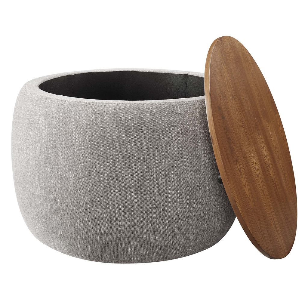 Perla Woven Heathered Fabric Upholstered Storage Ottoman - Heathered Weave Wheat