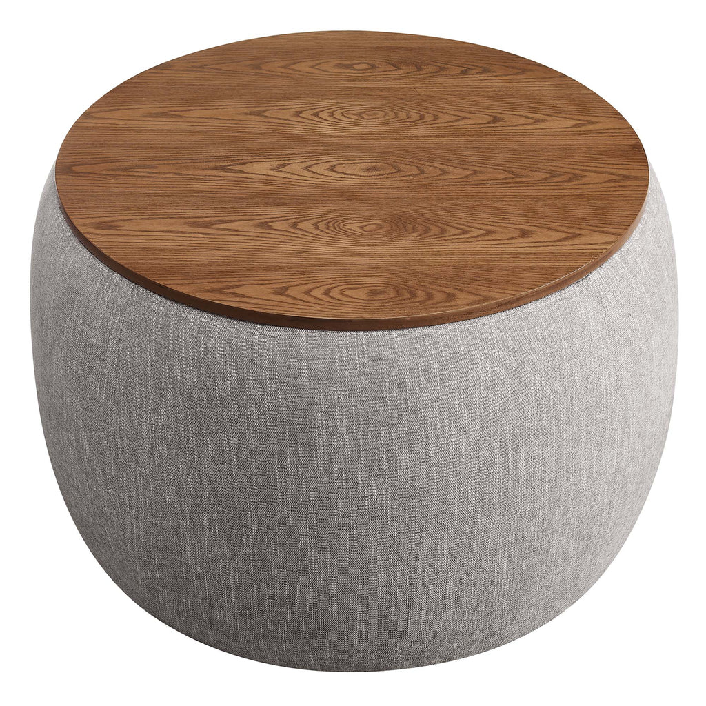 Perla Woven Heathered Fabric Upholstered Storage Ottoman - Heathered Weave Wheat