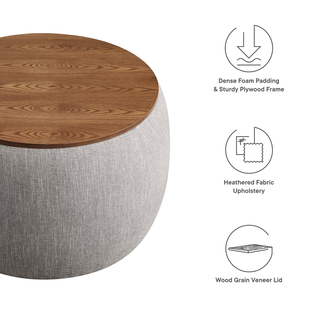 Perla Woven Heathered Fabric Upholstered Storage Ottoman - Heathered Weave Wheat