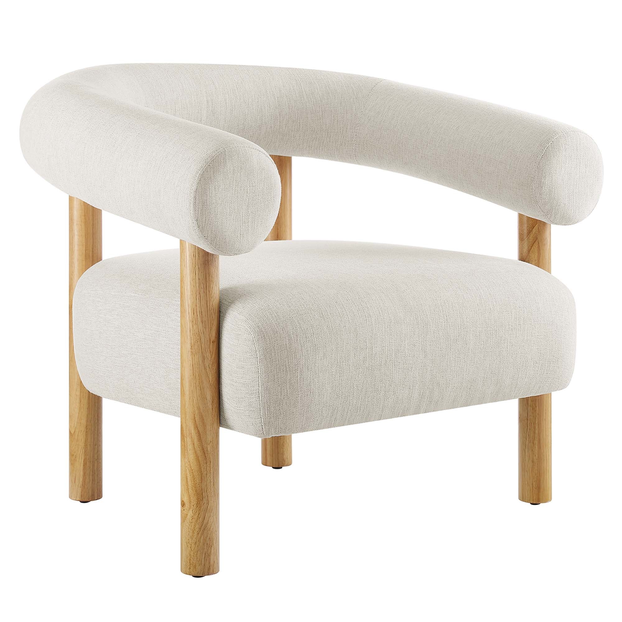 Sable Upholstered Fabric Armchair - Ivory Natural