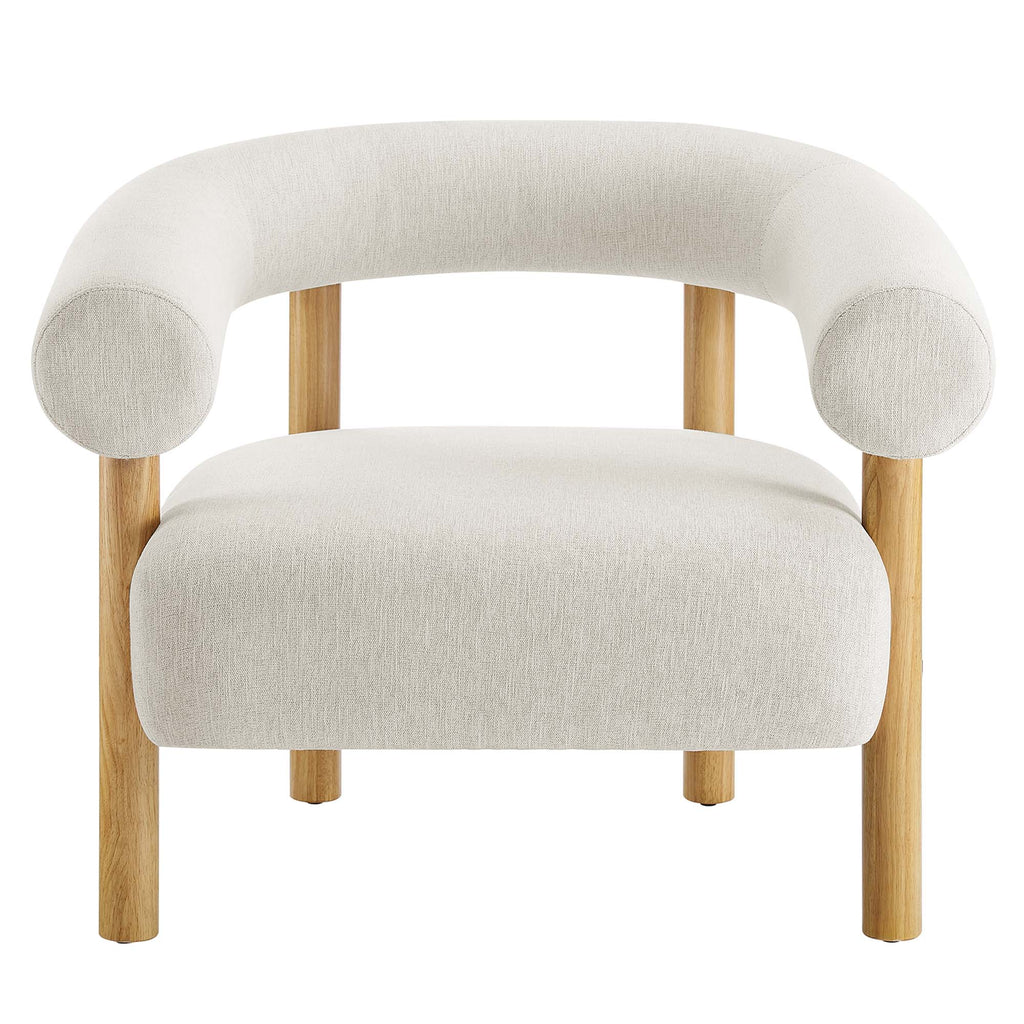 Sable Upholstered Fabric Armchair - Ivory Natural