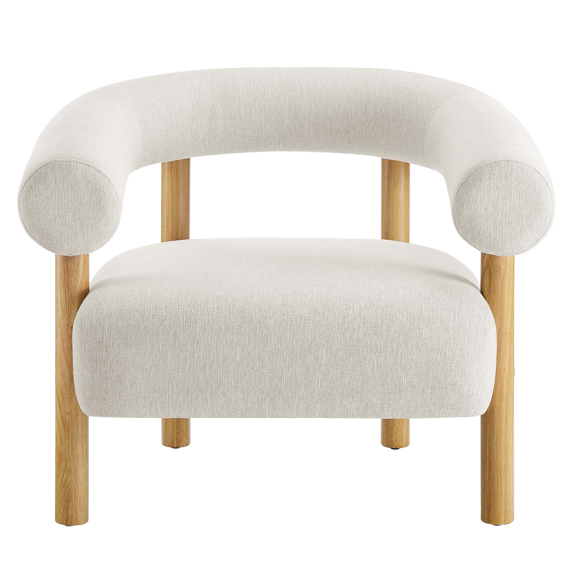 Sable Upholstered Fabric Armchair - Ivory Natural