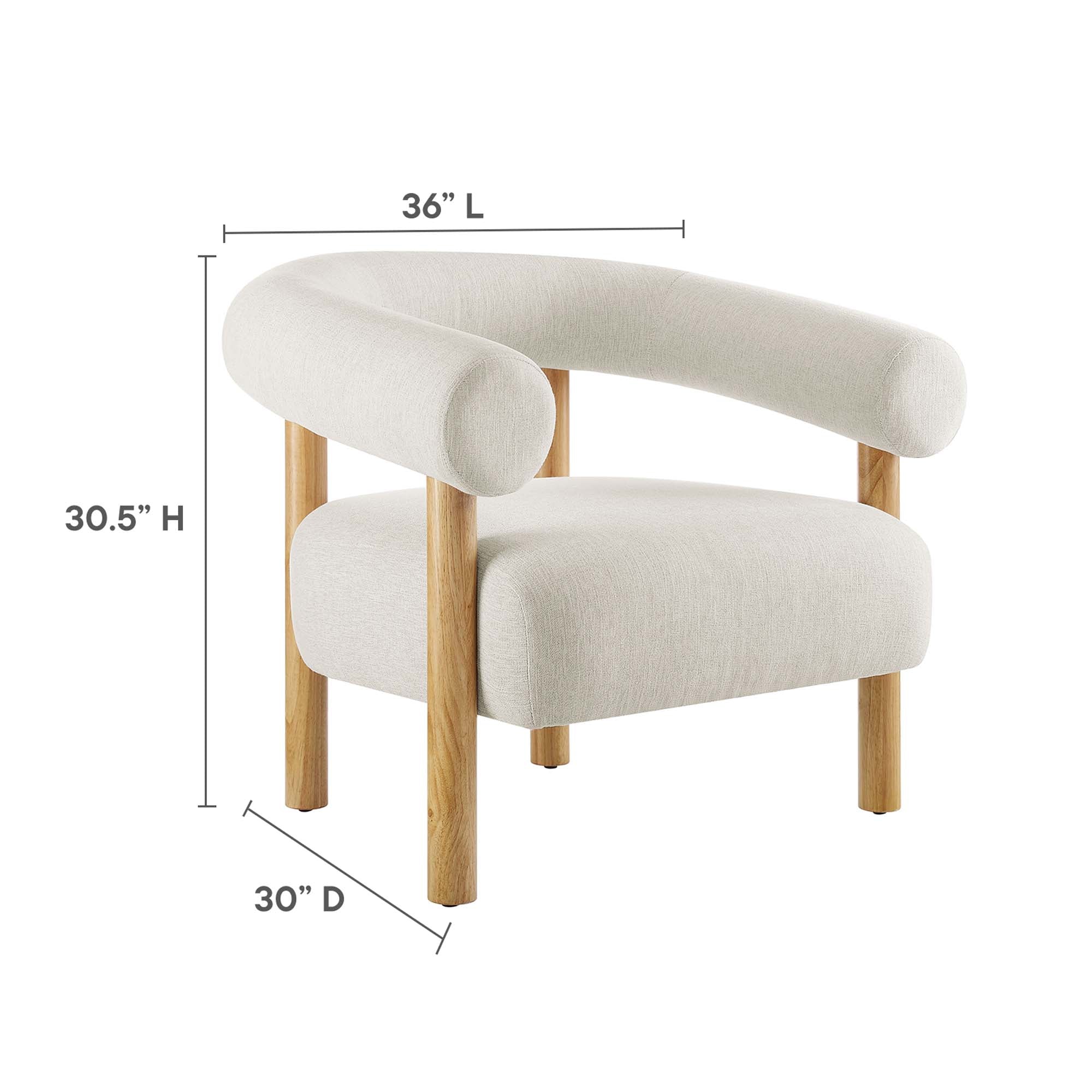Sable Upholstered Fabric Armchair - Ivory Natural