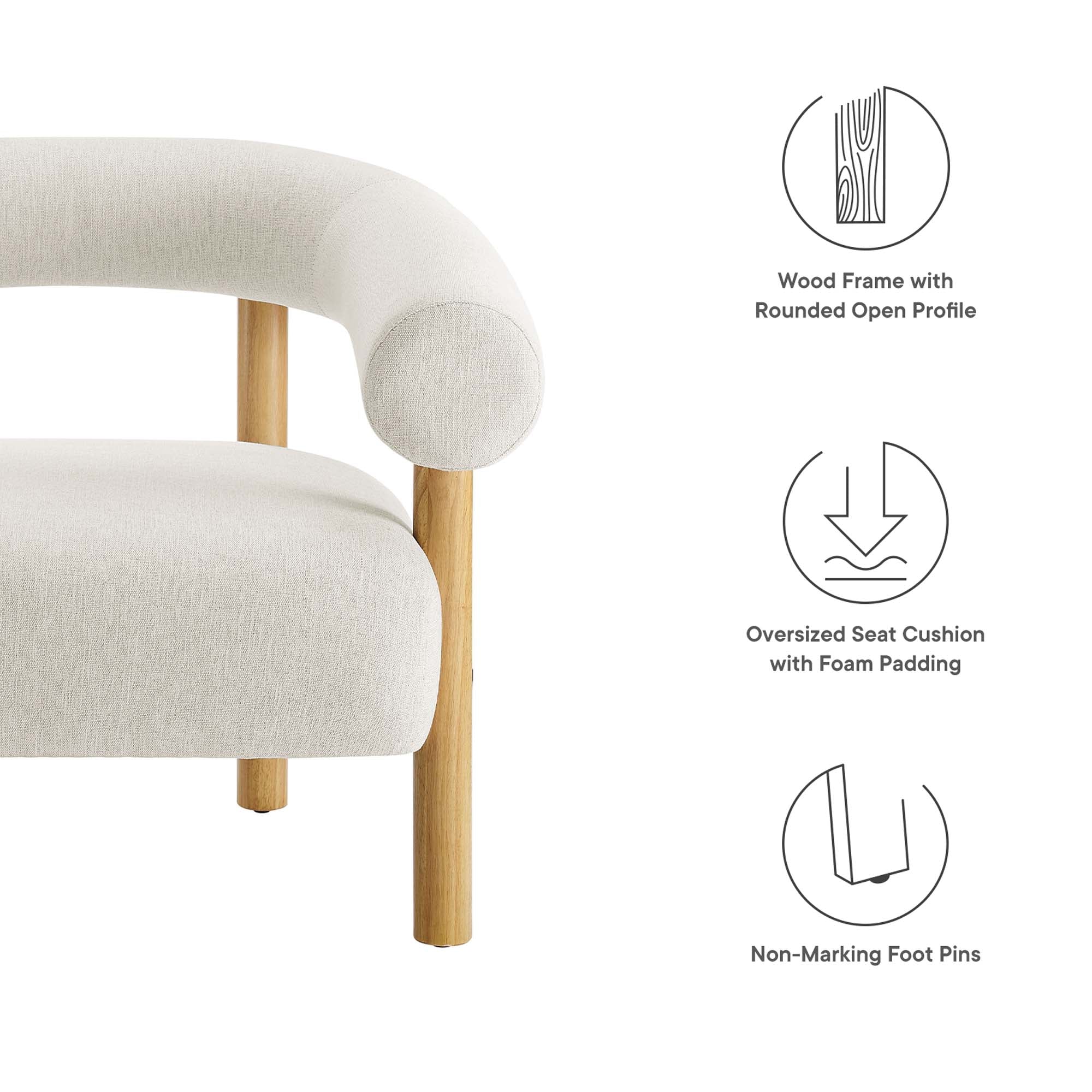 Sable Upholstered Fabric Armchair - Ivory Natural