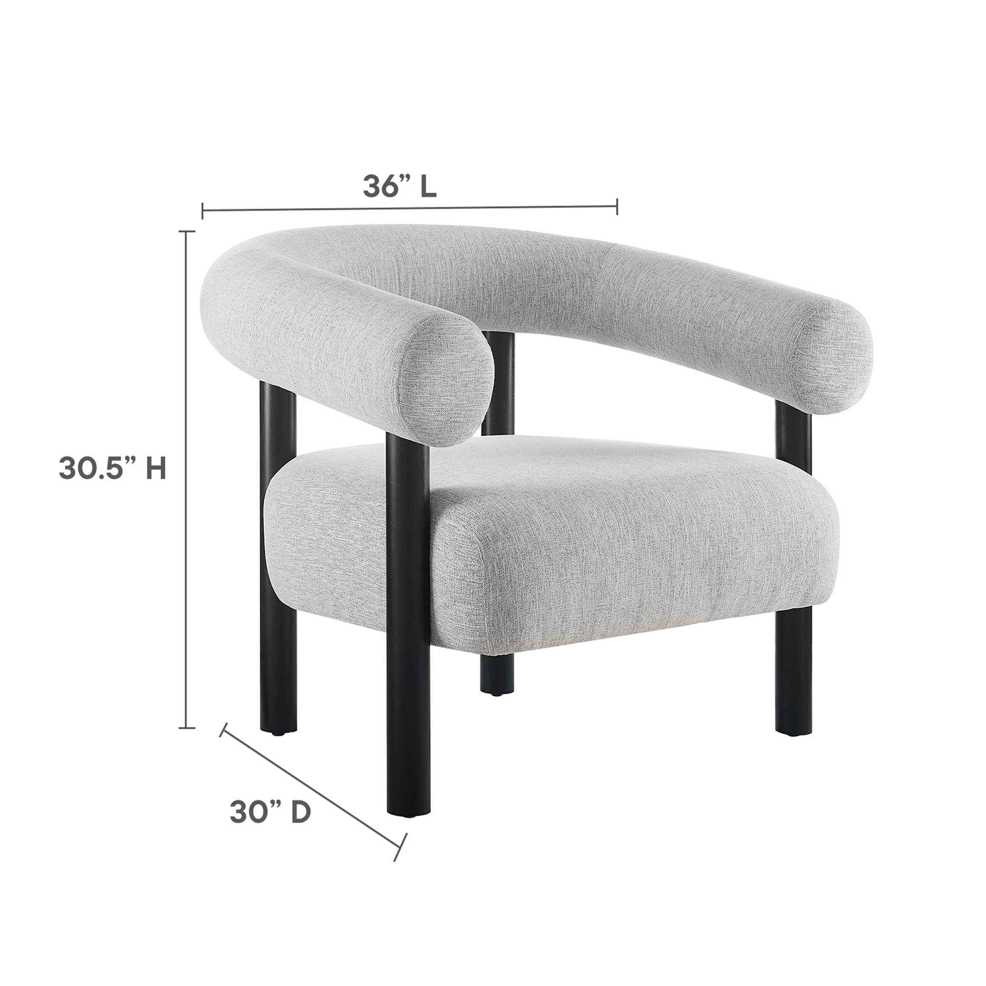 Sable Upholstered Fabric Armchair - Light Gray Black