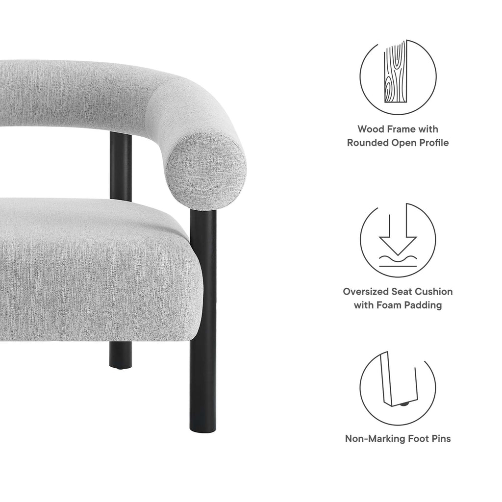 Sable Upholstered Fabric Armchair - Light Gray Black