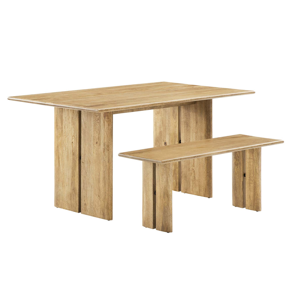 Amistad 60" Wood Dining Table and Bench Set - Oak