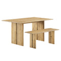 Amistad 60" Wood Dining Table and Bench Set - Oak